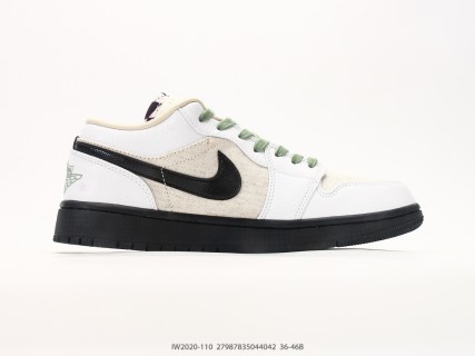 Jordan Air Jordan 1 Low White Black Sage Green UA Replica view 2