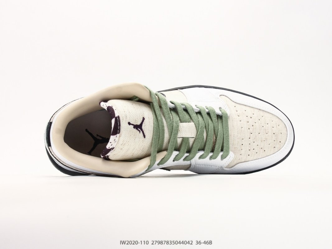 Jordan Air Jordan 1 Low White Black Sage Green UA Replica view