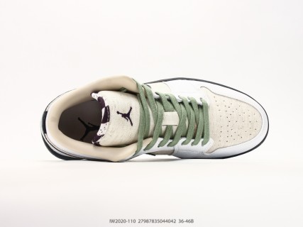 Jordan Air Jordan 1 Low White Black Sage Green UA Replica view 3