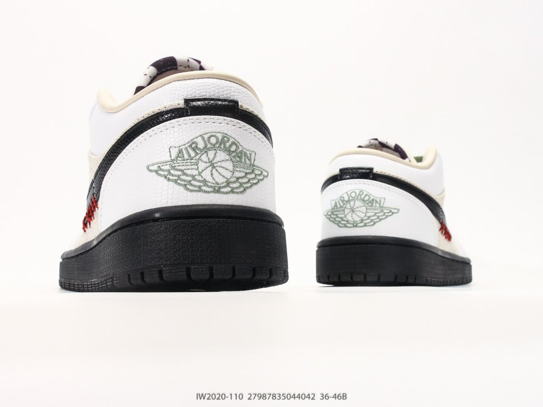 Jordan Air Jordan 1 Low White Black Sage Green UA Replica view