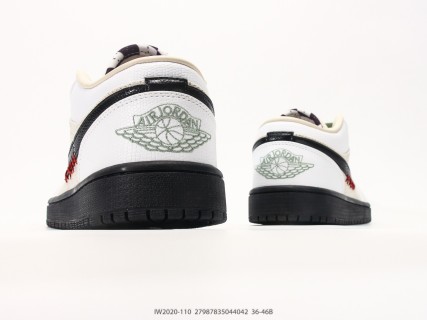 Jordan Air Jordan 1 Low White Black Sage Green UA Replica view 6