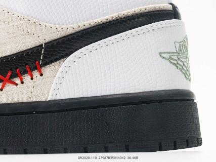 Jordan Air Jordan 1 Low White Black Sage Green UA Replica view 7