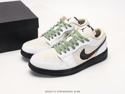 Jordan Air Jordan 1 Low White Black Sage Green UA Replica view 9