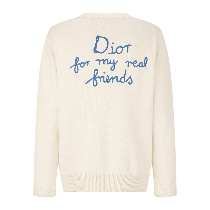 Dior For My premium Friends Embroidered Cotton Cardigan Cream view