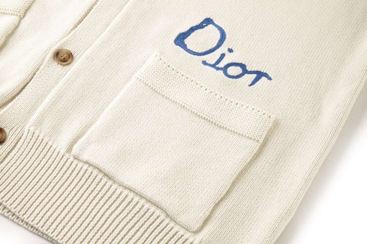 Dior For My premium Friends Embroidered Cotton Cardigan Cream view