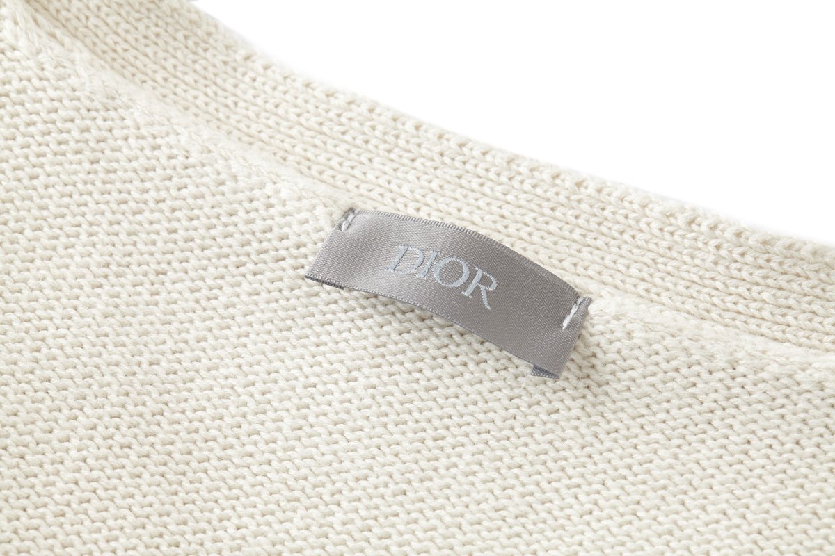 Dior For My premium Friends Embroidered Cotton Cardigan Cream view