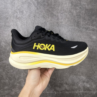 HOKA ONE ONE Bondi 9 Black Yellow Cream Low-Top Running Shoe view 2