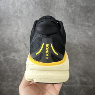 HOKA ONE ONE Bondi 9 Black Yellow Cream Low-Top Running Shoe view 5