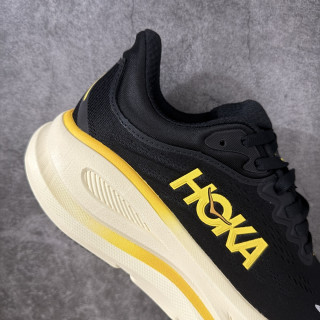 HOKA ONE ONE Bondi 9 Black Yellow Cream Low-Top Running Shoe view 8