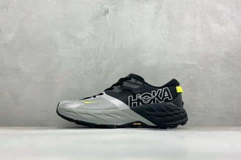 HOKA Speedgoat 7 Black White Yellow Trail Running Shoe