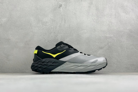 HOKA Speedgoat 7 Black White Yellow Trail Running Shoe view 2
