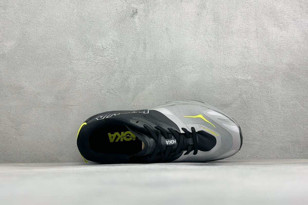 HOKA Speedgoat 7 Black White Yellow Trail Running Shoe view