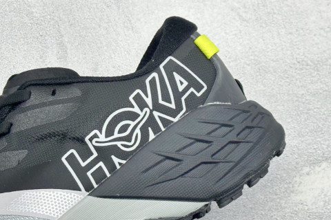 HOKA Speedgoat 7 Black White Yellow Trail Running Shoe view 9