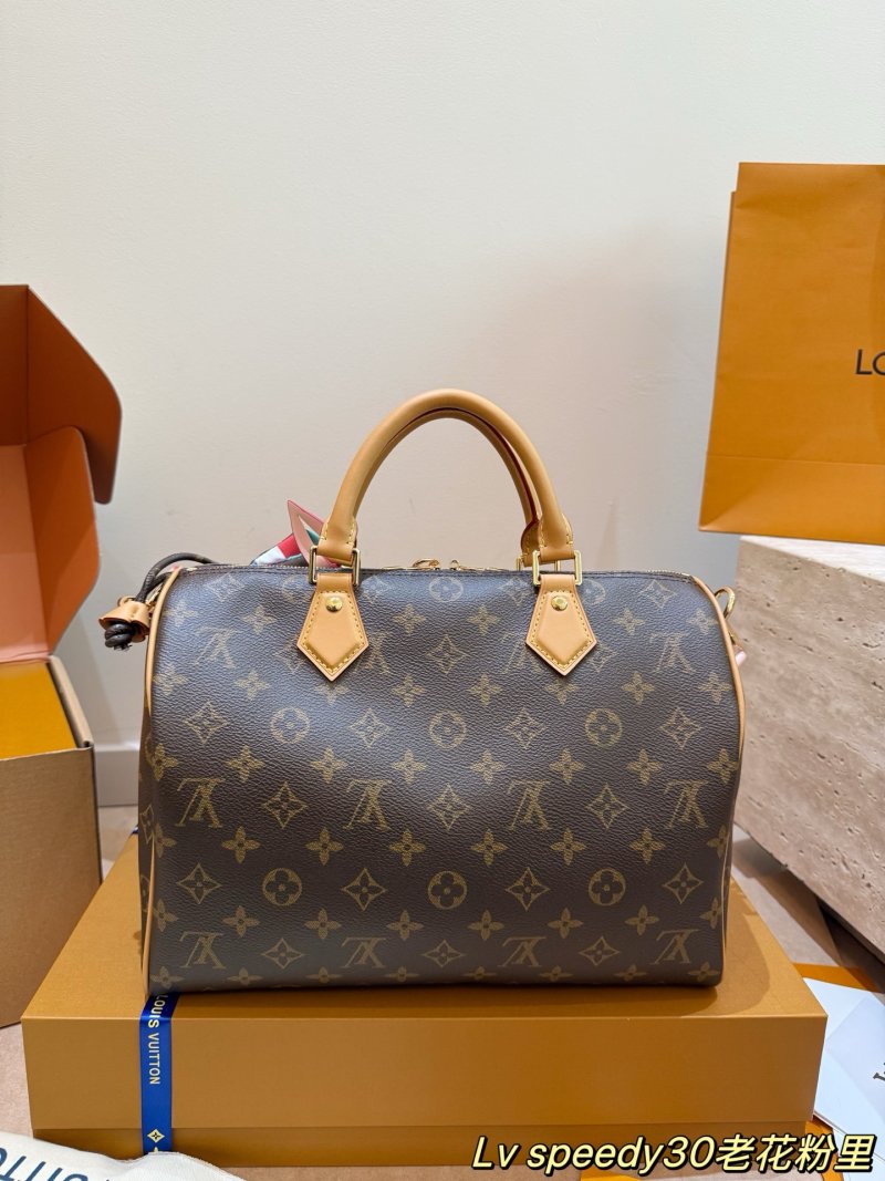 LV Speedy 30 Monogram Canvas Handbag - Brown/Tan view