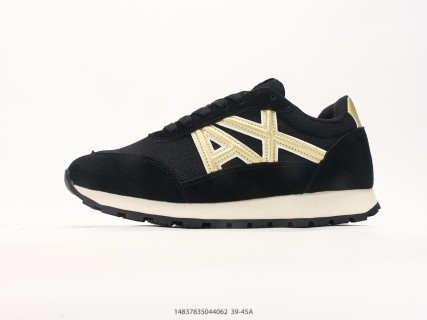 Armani Exchange AX Runner Black Cream Suede Nylon Low Top