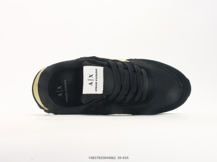 Armani Exchange AX Runner Black Cream Suede Nylon Low Top view 3