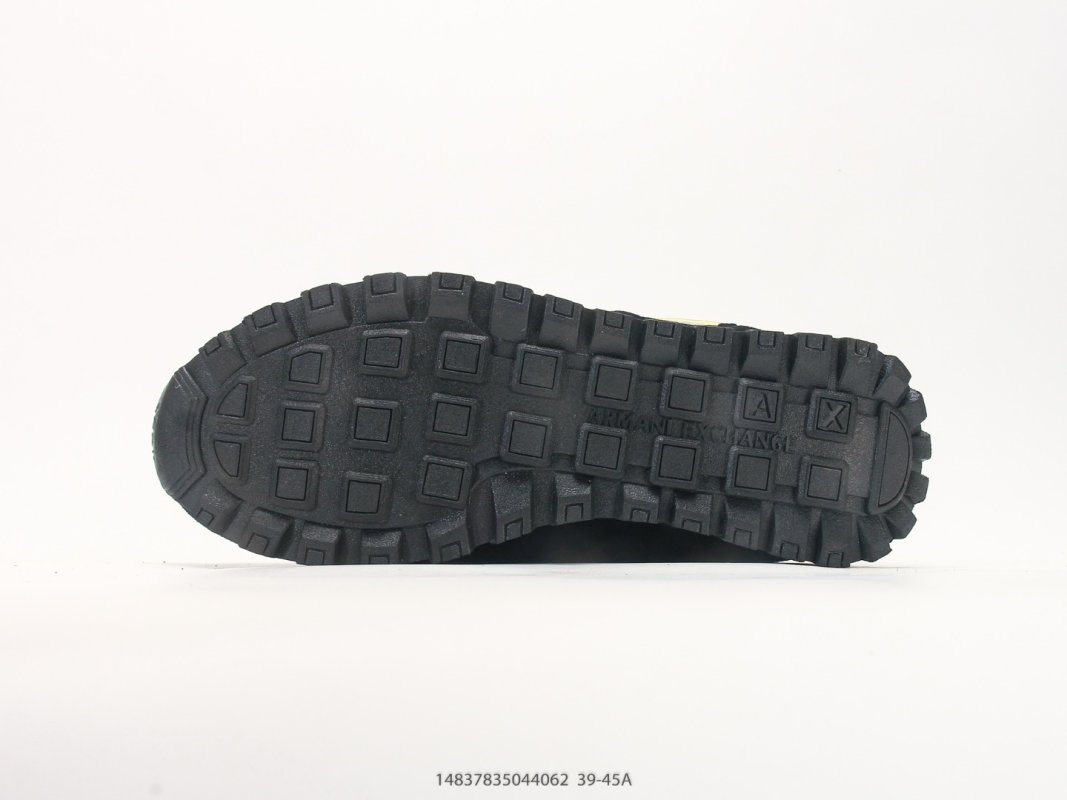 Armani Exchange AX Runner Black Cream Suede Nylon Low Top view