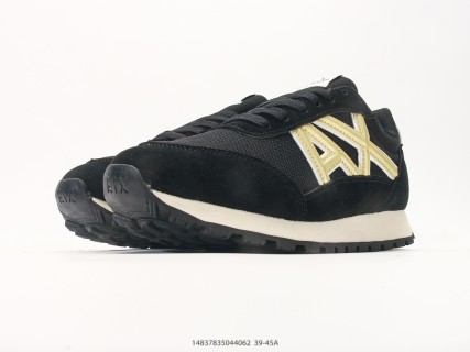 Armani Exchange AX Runner Black Cream Suede Nylon Low Top view 5