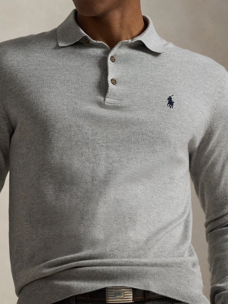 Ralph Lauren Grey Polo Collar Knit Sweater