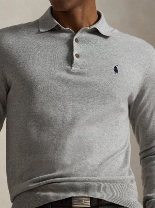Ralph Lauren Grey Polo Collar Knit Sweater
