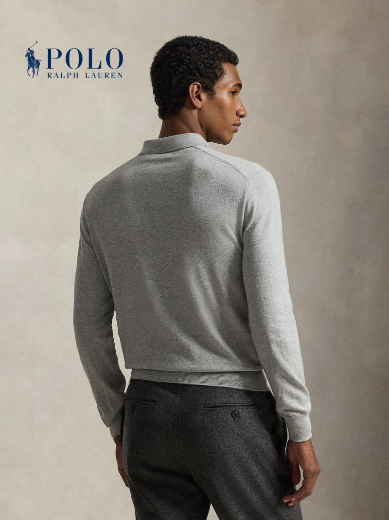 Ralph Lauren Grey Polo Collar Knit Sweater view