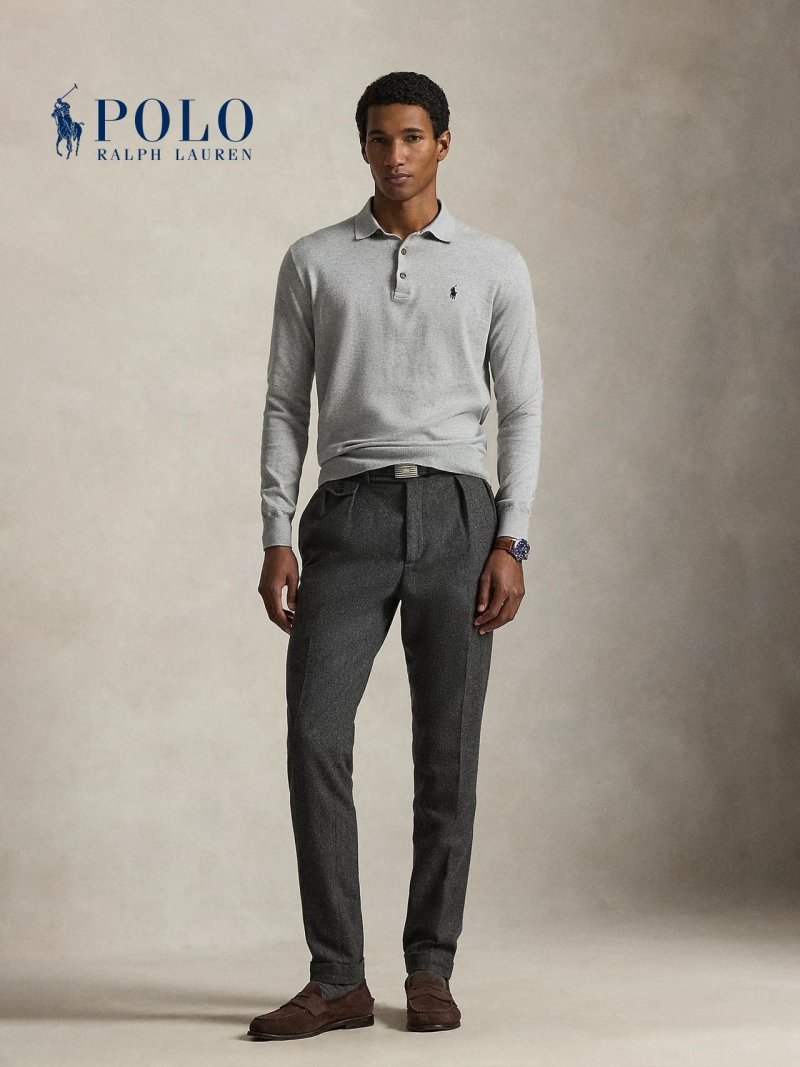 Ralph Lauren Grey Polo Collar Knit Sweater view