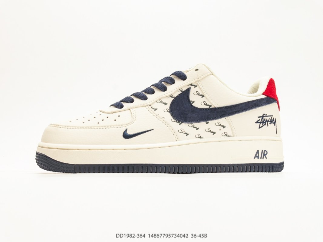 Nike Air Force 1 Low x Stussy Cream Navy Red DD1982-364 1:1 Rep