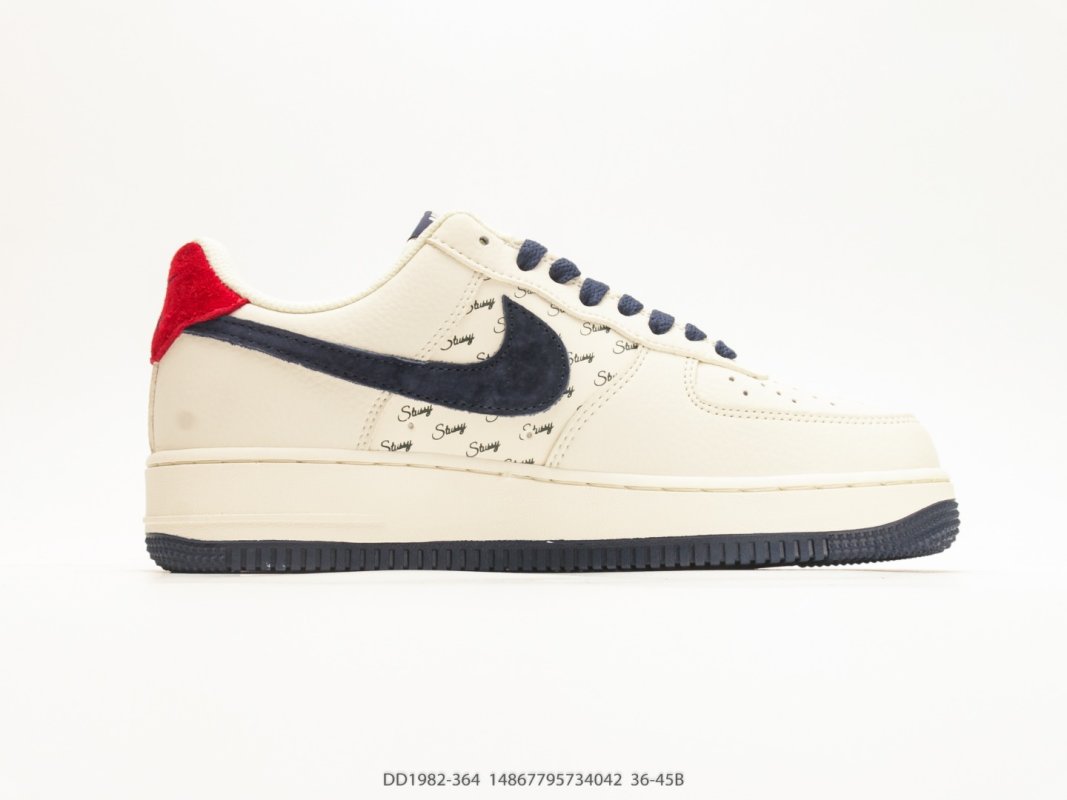 Nike Air Force 1 Low x Stussy Cream Navy Red DD1982-364 1:1 Rep view