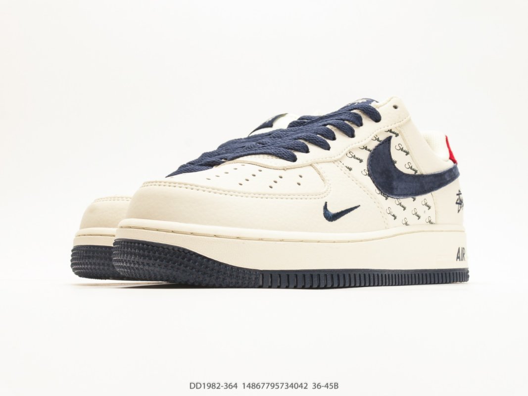 Nike Air Force 1 Low x Stussy Cream Navy Red DD1982-364 1:1 Rep view