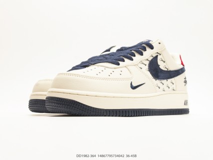 Nike Air Force 1 Low x Stussy Cream Navy Red DD1982-364 1:1 Rep view 5