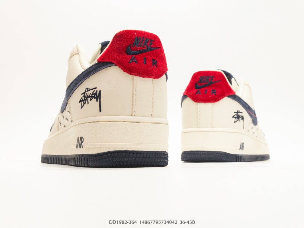 Nike Air Force 1 Low x Stussy Cream Navy Red DD1982-364 1:1 Rep view