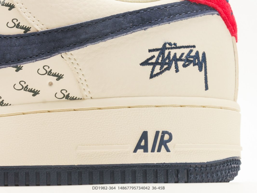 Nike Air Force 1 Low x Stussy Cream Navy Red DD1982-364 1:1 Rep view