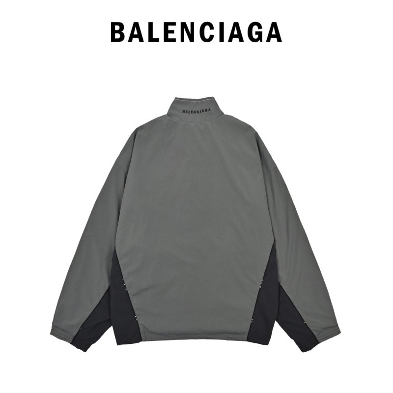 Balenciaga Cream Black Colorblock Zip Jacket view