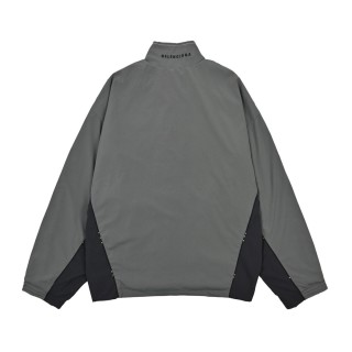 Balenciaga Cream Black Colorblock Zip Jacket view 4