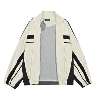 Balenciaga Cream Black Colorblock Zip Jacket view 5