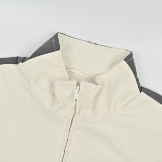 Balenciaga Cream Black Colorblock Zip Jacket view 6