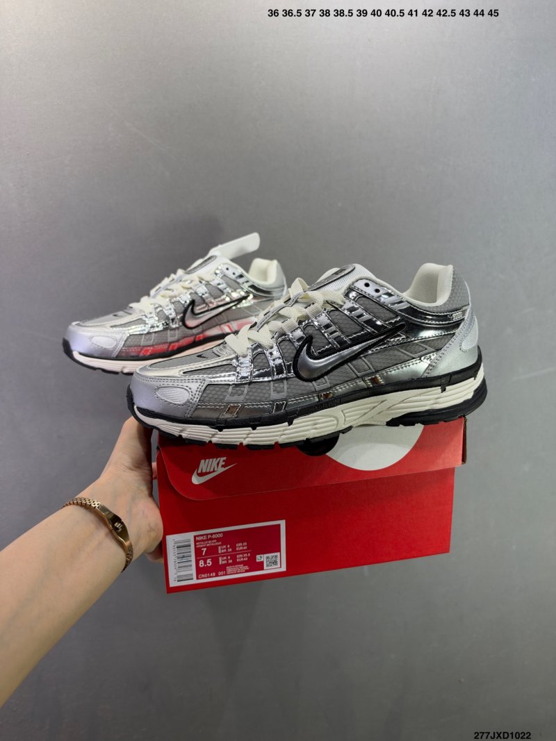 Nike P-6000 White Red Black Swoosh Millennium Running Shoe