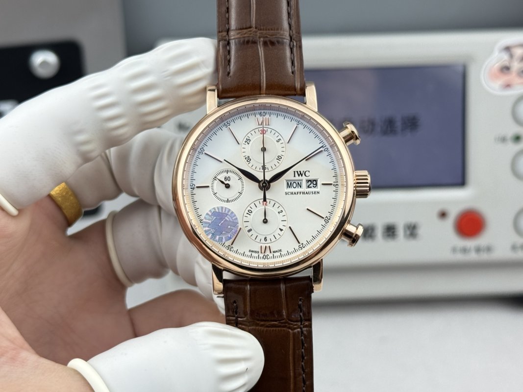 IWC Portofino Chronograph 42mm Rose Gold White Dial view