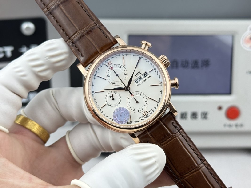 IWC Portofino Chronograph 42mm Rose Gold White Dial view