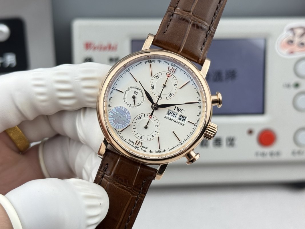 IWC Portofino Chronograph 42mm Rose Gold White Dial view