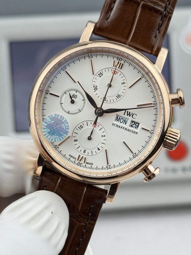 IWC Portofino Chronograph 42mm Rose Gold White Dial view