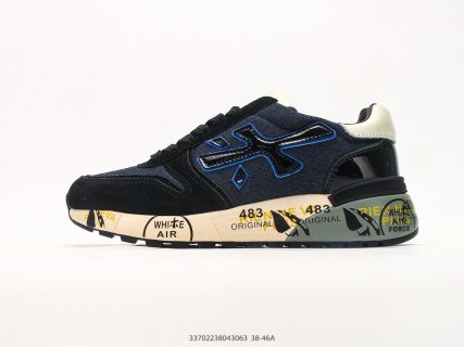 Premiata Mick Navy Blue Cream Contrast Casual Sneaker
