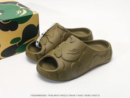 Bape Ape Head EVA Slides Olive Green view 7