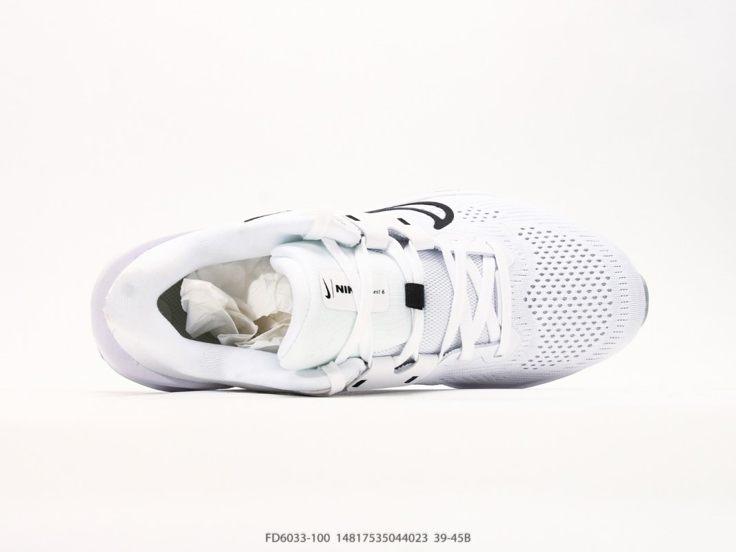Nike Quest 6 White Black Mesh Running Shoe view
