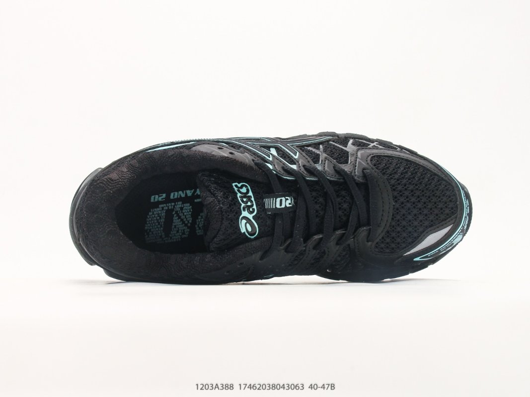 Asics GEL-Kayano 20 Black Cyan Running Shoe view