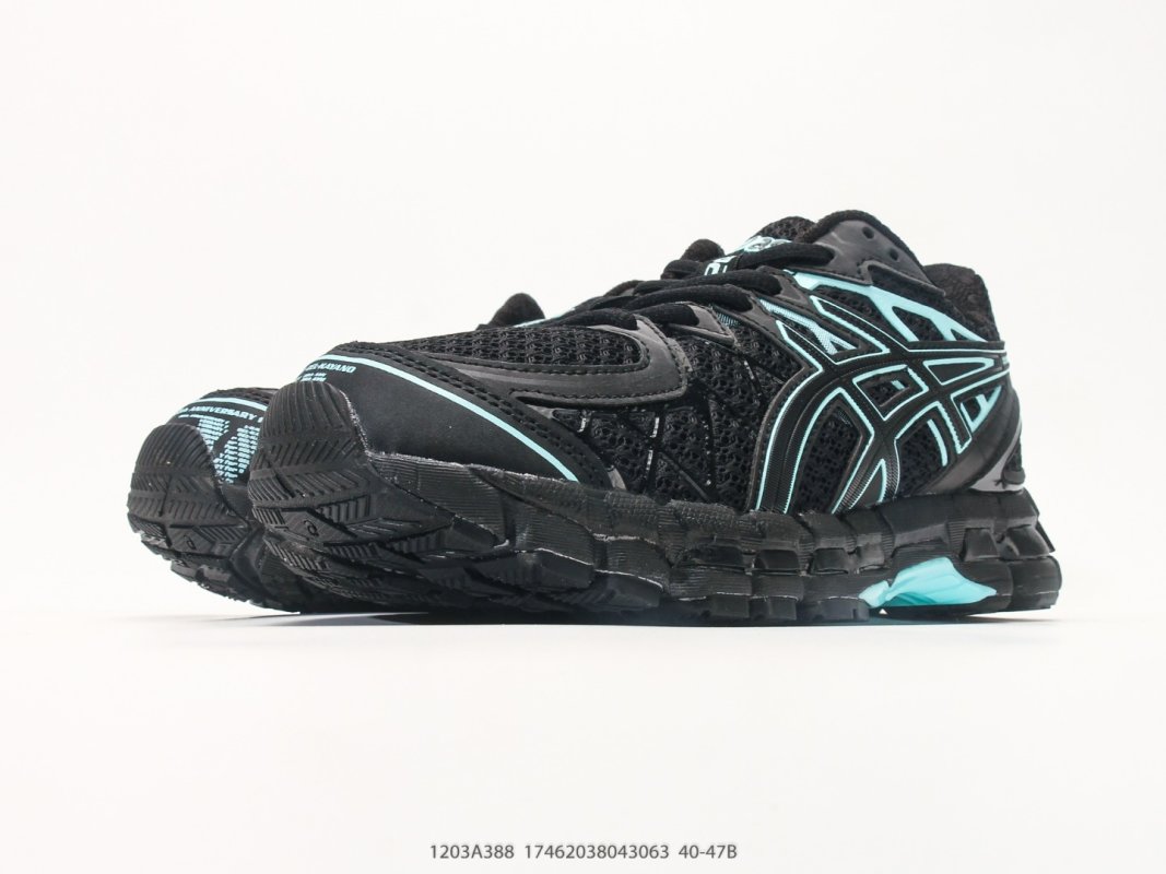 Asics GEL-Kayano 20 Black Cyan Running Shoe view