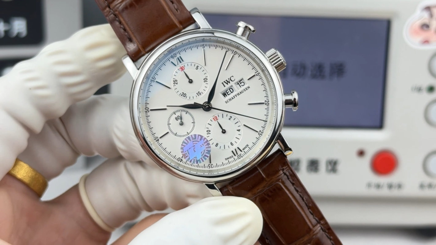 IWC Portofino Chronograph 42mm Silver Dial Brown Leather UA Rep