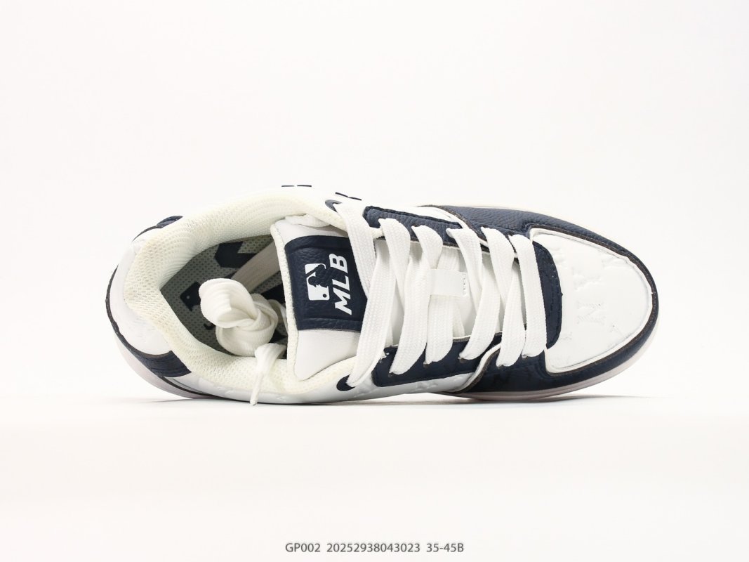 MLB Chunky Liner Low Top Navy White Monogram Sneaker view