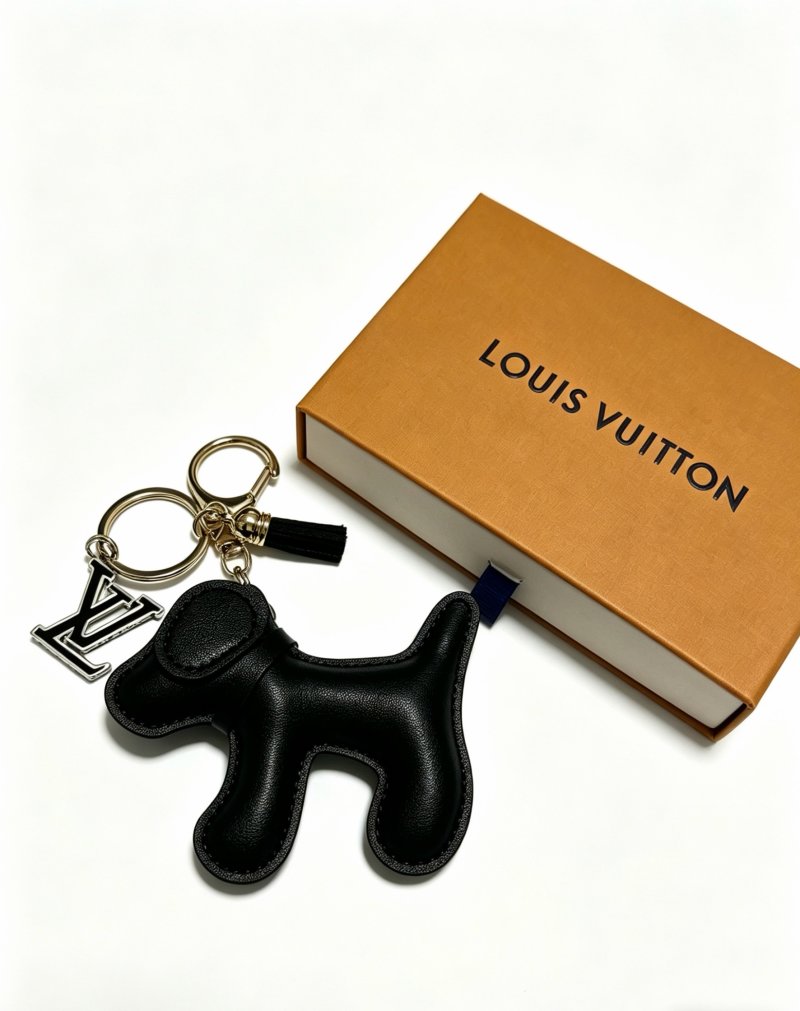 Louis Vuitton Angry Forest Dog Leather Keychain Black