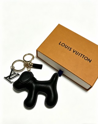 Louis Vuitton Angry Forest Dog Leather Keychain Black